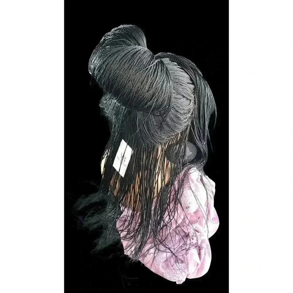 Micro Braids Full Lace Closure Wig in Black Handcrafted, Lightweight. Yassine - Picture 13 of 15